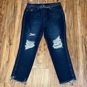 Judy Blue women’s jeans 13 31 blue high rise  crop ankle Straight fit stretch